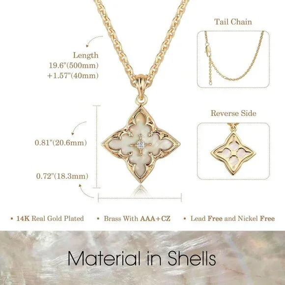 Gold Clover Necklace for Women - 14K Gold Plated CZ Pendant, Adjustable Choker - Picture 6 of 7